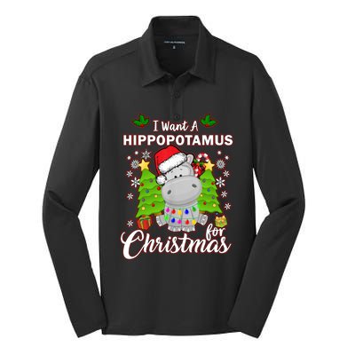 I Want A Hippopotamus For Christmas Xmas Pajama Costume Cute Gift Silk Touch Performance Long Sleeve Polo