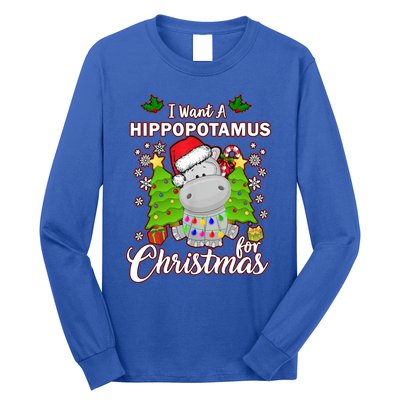 I Want A Hippopotamus For Christmas Xmas Pajama Costume Cute Gift Long Sleeve Shirt