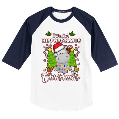 I Want A Hippopotamus For Christmas Xmas Pajama Costume Cute Gift Baseball Sleeve Shirt