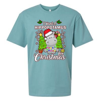 I Want A Hippopotamus For Christmas Xmas Pajama Costume Cute Gift Sueded Cloud Jersey T-Shirt