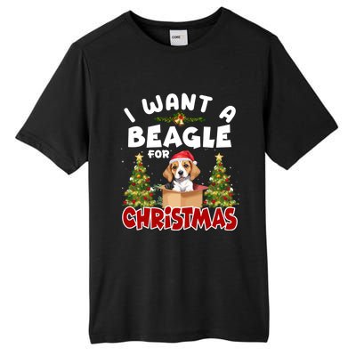 I Want A Beagle For Christmas Funny Beagle Mom Dog Lover Dad Cool Gift Tall Fusion ChromaSoft Performance T-Shirt