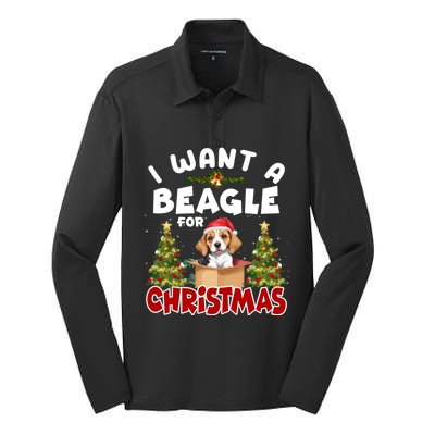 I Want A Beagle For Christmas Funny Beagle Mom Dog Lover Dad Cool Gift Silk Touch Performance Long Sleeve Polo