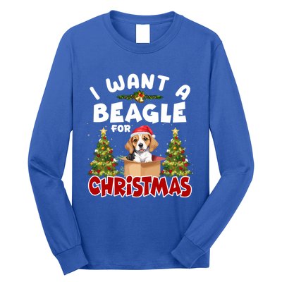 I Want A Beagle For Christmas Funny Beagle Mom Dog Lover Dad Cool Gift Long Sleeve Shirt