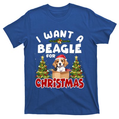 I Want A Beagle For Christmas Funny Beagle Mom Dog Lover Dad Cool Gift T-Shirt