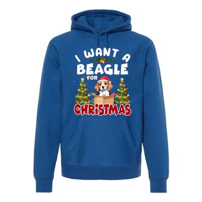 I Want A Beagle For Christmas Funny Beagle Mom Dog Lover Dad Cool Gift Premium Hoodie