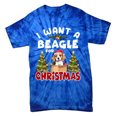 I Want A Beagle For Christmas Funny Beagle Mom Dog Lover Dad Cool Gift Tie-Dye T-Shirt