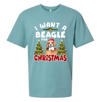 I Want A Beagle For Christmas Funny Beagle Mom Dog Lover Dad Cool Gift Sueded Cloud Jersey T-Shirt