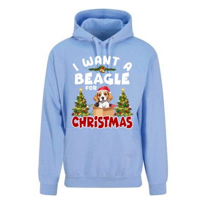 I Want A Beagle For Christmas Funny Beagle Mom Dog Lover Dad Cool Gift Unisex Surf Hoodie