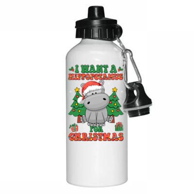 I Want A Hippopotamus For Christmas Xmas Pjs Family Matching Gift Aluminum Water Bottle