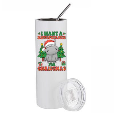 I Want A Hippopotamus For Christmas Xmas Pjs Family Matching Gift Stainless Steel Tumbler