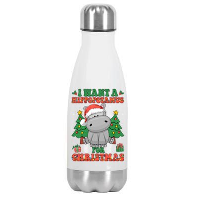 I Want A Hippopotamus For Christmas Xmas Pjs Family Matching Gift Stainless Steel Insulated Water Bottle