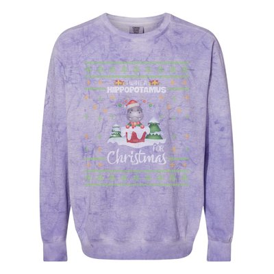 I Want A Hippopotamus For Christmas Xmas Cute Funny Cool Gift Colorblast Crewneck Sweatshirt