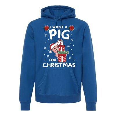 I Want A Pig For Christmas Cute Pigs Gift Premium Hoodie