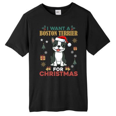 I Want A Boston Terrier For Christmas Cute Dog Lover Pajama Gift Tall Fusion ChromaSoft Performance T-Shirt