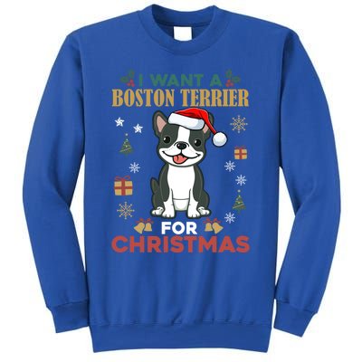 I Want A Boston Terrier For Christmas Cute Dog Lover Pajama Gift Sweatshirt