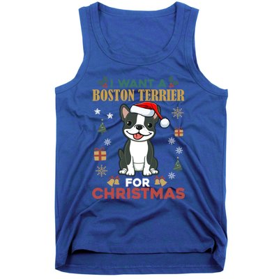 I Want A Boston Terrier For Christmas Cute Dog Lover Pajama Gift Tank Top