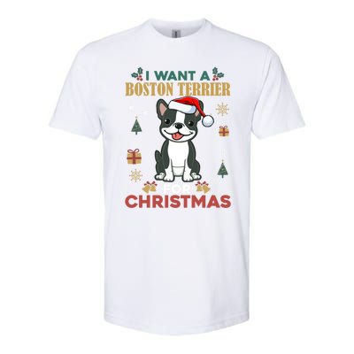 I Want A Boston Terrier For Christmas Cute Dog Lover Pajama Gift Softstyle CVC T-Shirt