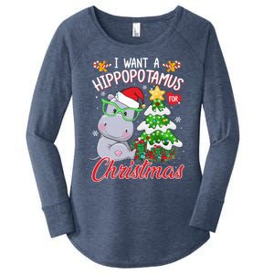 I Want A Hippopotamus For Christmas Xmas Hippo For Gift Women's Perfect Tri Tunic Long Sleeve Shirt