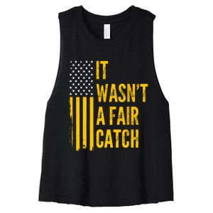 It WasnT A Fair Catch Funny Football Catch Saying Women's Racerback Cropped Tank