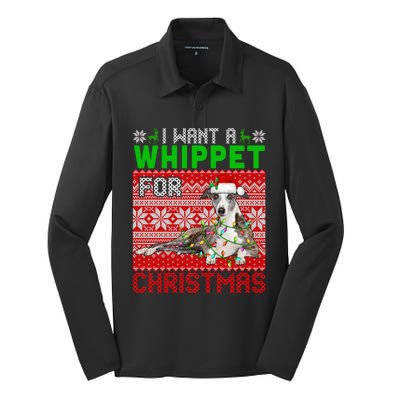 I Want A Whippet For Christmas Santa Dog Lover Owner Gift Silk Touch Performance Long Sleeve Polo