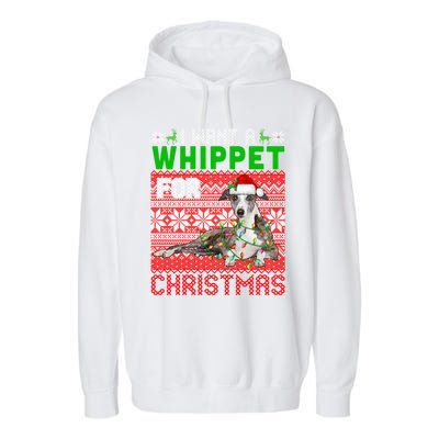 I Want A Whippet For Christmas Santa Dog Lover Owner Gift Garment-Dyed Fleece Hoodie