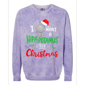 I Want A Hippopotamus For Christmas Xmas Cute Hippo Cute Cute Gift Colorblast Crewneck Sweatshirt