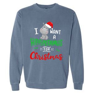 I Want A Hippopotamus For Christmas Xmas Cute Hippo Cute Cute Gift Garment-Dyed Sweatshirt