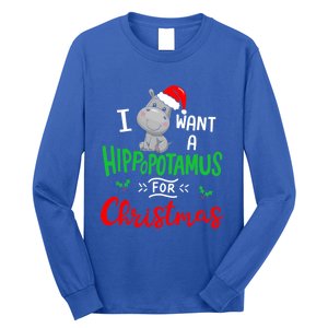 I Want A Hippopotamus For Christmas Xmas Cute Hippo Cute Cute Gift Long Sleeve Shirt