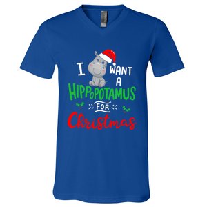 I Want A Hippopotamus For Christmas Xmas Cute Hippo Cute Cute Gift V-Neck T-Shirt