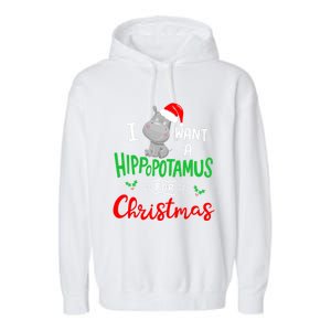 I Want A Hippopotamus For Christmas Xmas Cute Hippo Cute Cute Gift Garment-Dyed Fleece Hoodie