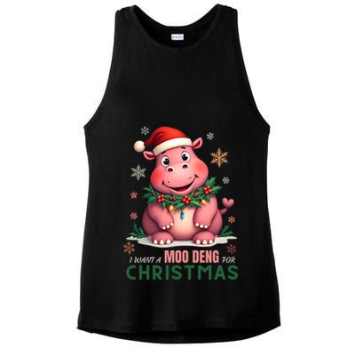 I Want A Moo Deng For Christmas Ladies PosiCharge Tri-Blend Wicking Tank