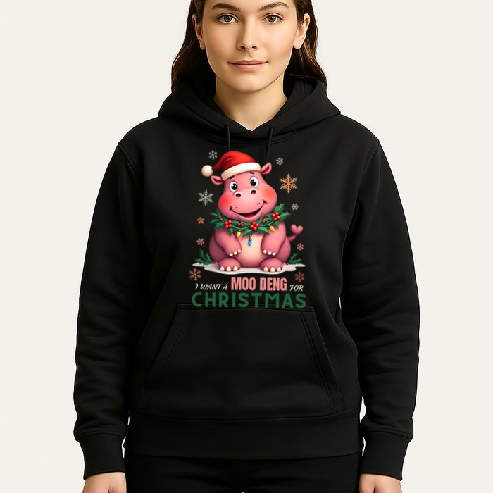 I Want A Moo Deng For Christmas Hoodie