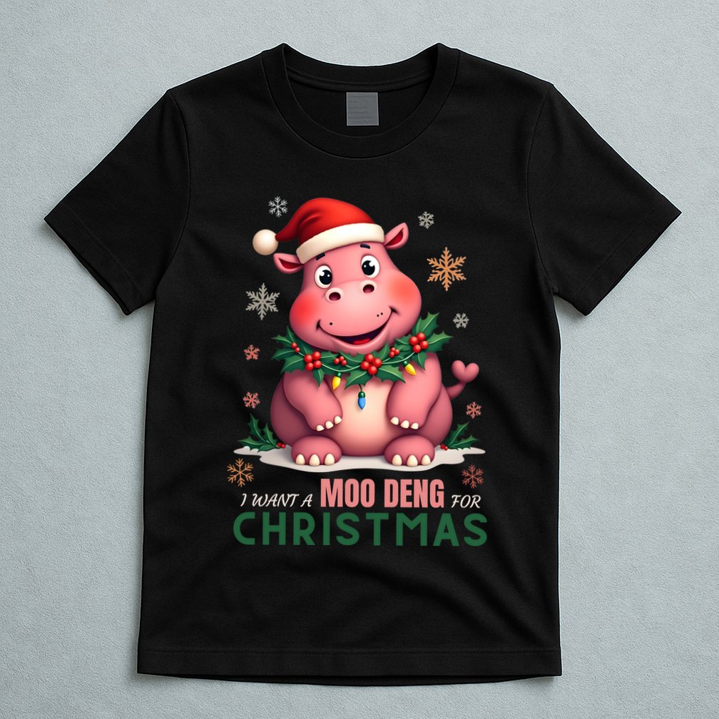 I Want A Moo Deng For Christmas T-Shirt
