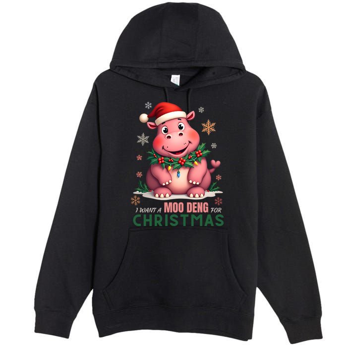 I Want A Moo Deng For Christmas Premium Pullover Hoodie