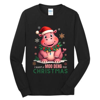I Want A Moo Deng For Christmas Tall Long Sleeve T-Shirt
