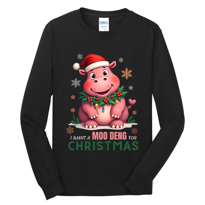 I Want A Moo Deng For Christmas Tall Long Sleeve T-Shirt