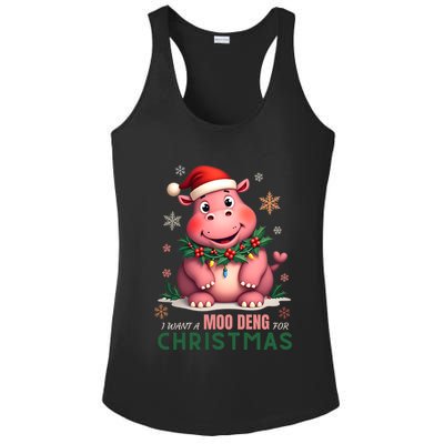 I Want A Moo Deng For Christmas Ladies PosiCharge Competitor Racerback Tank