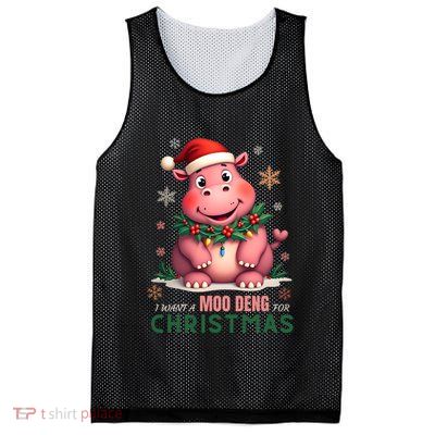 I Want A Moo Deng For Christmas Mesh Reversible Basketball Jersey Tank