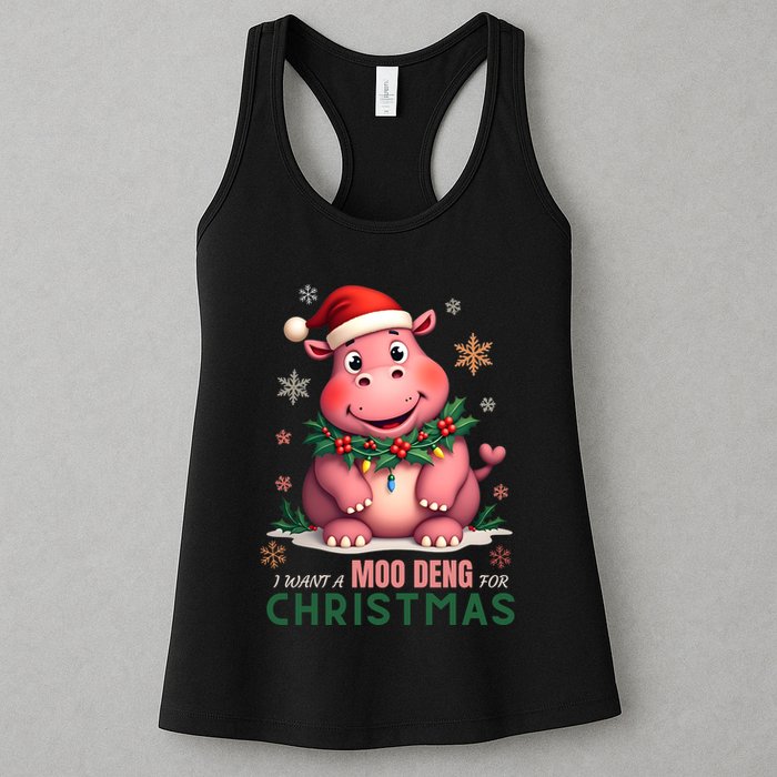 I Want A Moo Deng For Christmas Womens Tank Top