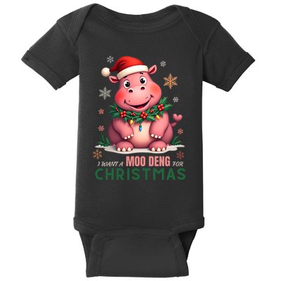 I Want A Moo Deng For Christmas Baby Bodysuit
