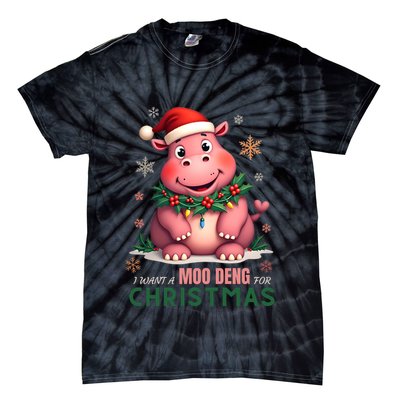 I Want A Moo Deng For Christmas Tie-Dye T-Shirt