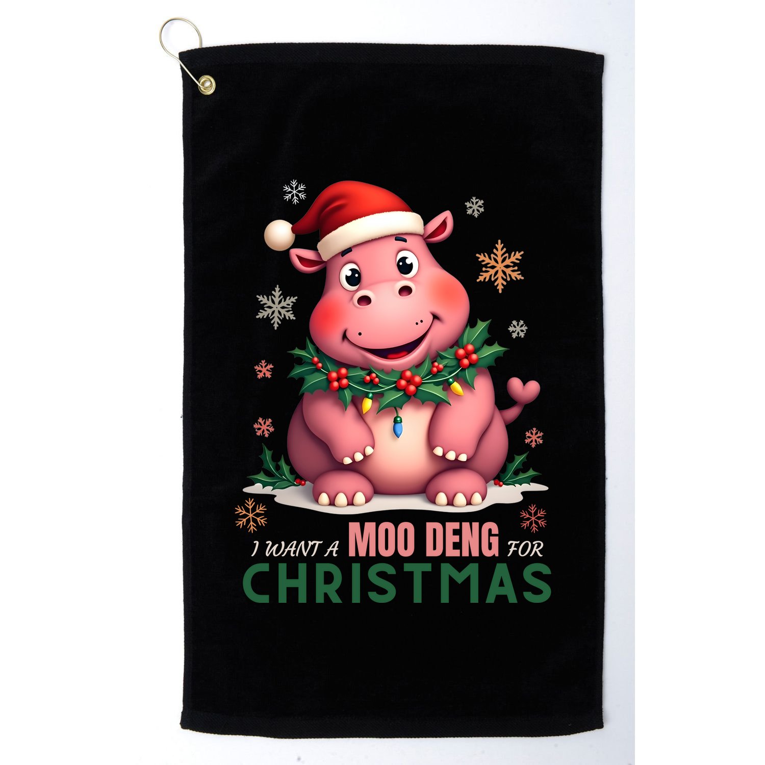 I Want A Moo Deng For Christmas Golf Towel