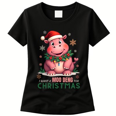 I Want A Moo Deng For Christmas Womens T-Shirt