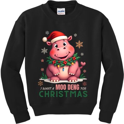 I Want A Moo Deng For Christmas Kids Sweatshirt