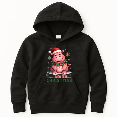 I Want A Moo Deng For Christmas Kids Hoodie
