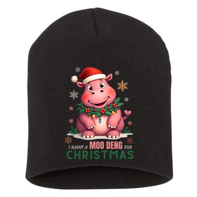 I Want A Moo Deng For Christmas Short Acrylic Beanie