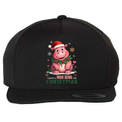 I Want A Moo Deng For Christmas Wool Snapback Cap