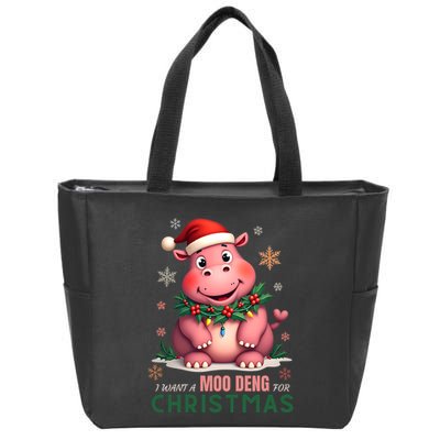 I Want A Moo Deng For Christmas Zip Tote Bag