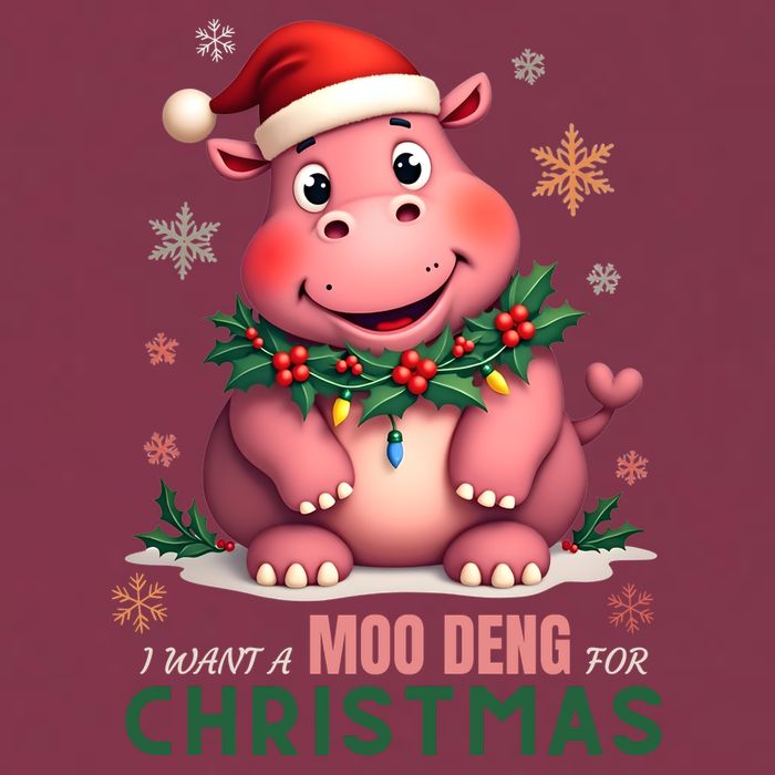 I Want A Moo Deng For Christmas 16oz Travel Tumbler