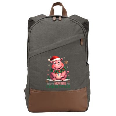 I Want A Moo Deng For Christmas Cotton Canvas Backpack